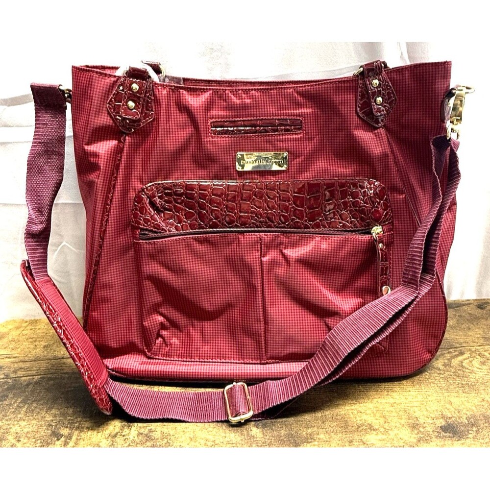Samantha Brown~Croc Embossed & Fabric~Travel Tote/Purse~Red-NWOT